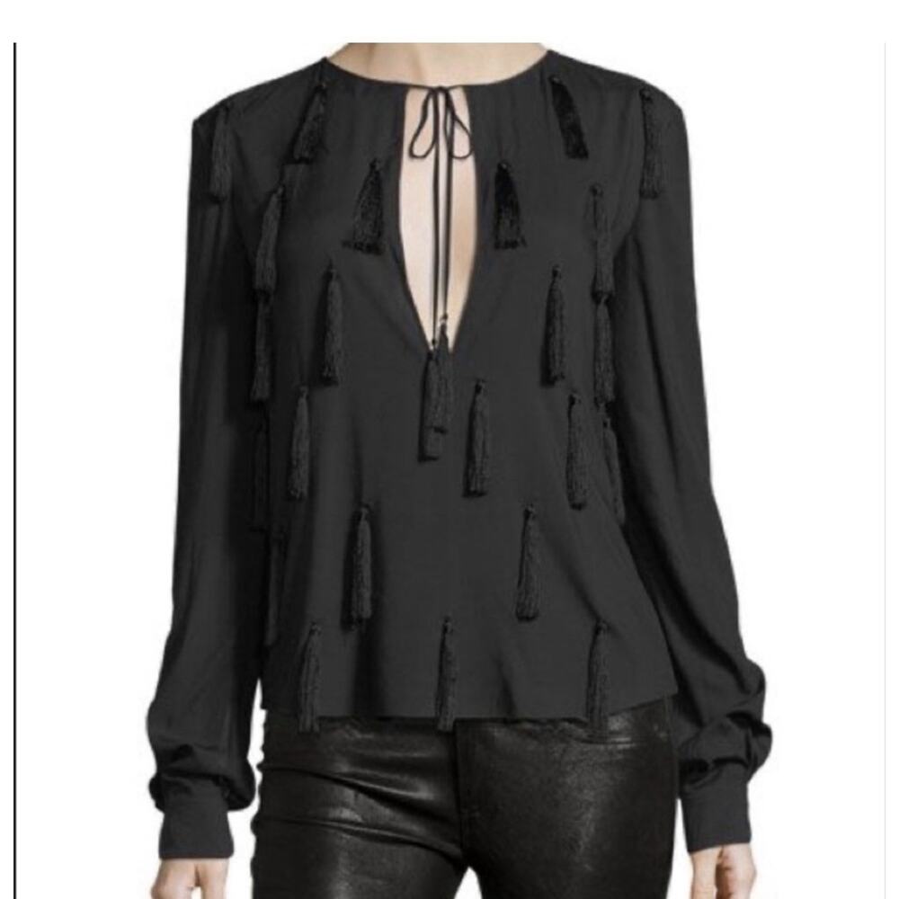 YSL Vintage Yves Saint Laurent Black Silk Bow Blouse Size 38
